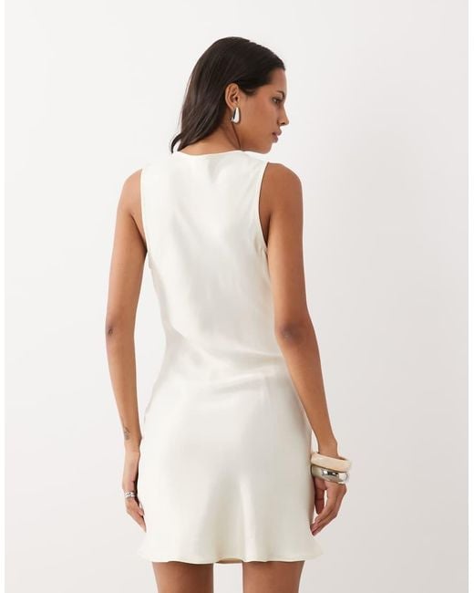 Miss Selfridge Natural Satin Lace Trim Sleeveless Mini Tea Dress