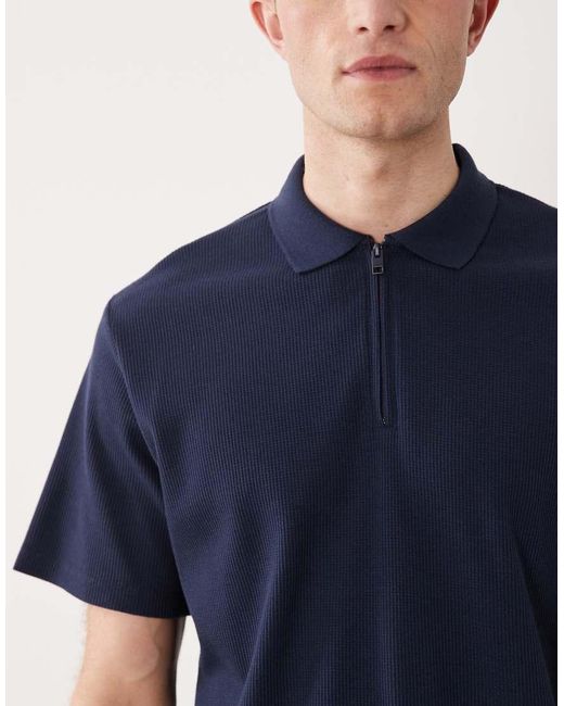 JJ Rebel Blue Waffle Zip Polo for men