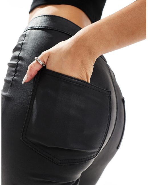 Noisy May Black High Waist Coated Skinny Trouser