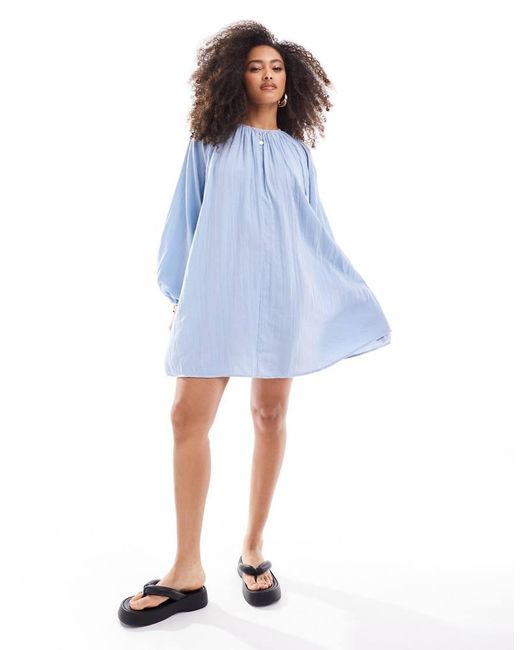 ASOS Mini Jurk Van Dubbele Stof Met A-Lijn in het Blue