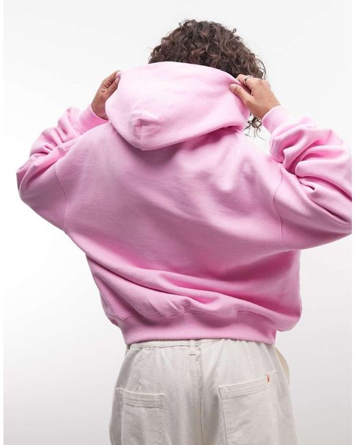 Nike Pink Studio Fleece Mid-Weight Varsity Graphic Oversized Hoodie