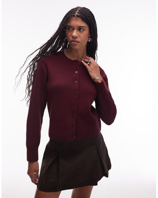 & Other Stories Red Wool Cardigan With Button Front