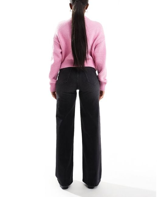 Hannah - jean ample à taille ultra haute - délavé ONLY en coloris Black