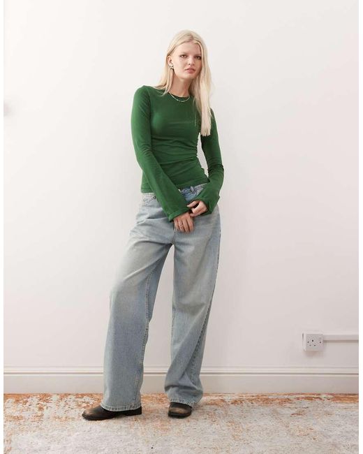 Weekday Green Flare Long Sleeve Top