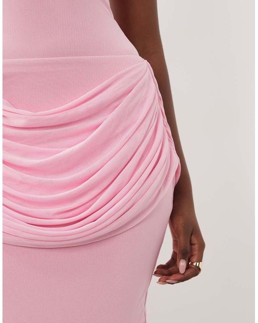 Wanderdoll Pink Gracie Sculpted Drape Detail Maxi Skirt