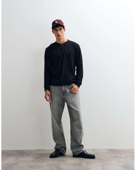 Jack & Jones Blue Long Sleeve Henley Top for men