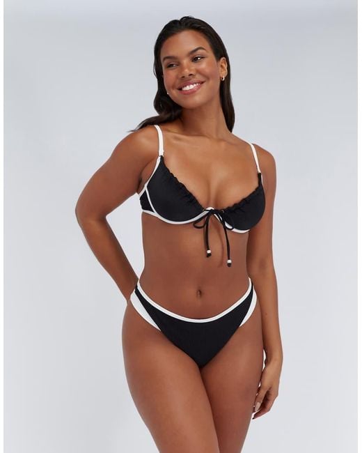 Boux Avenue Multicolor Ibiza Piped High Leg Thong Bikini Bottom Flattering Swimwear
