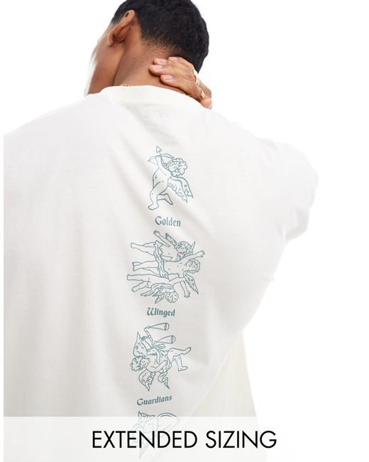 Camiseta blanca extragrande con estampado ASOS de hombre de color White