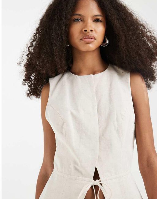 ASOS White Tailored Tie Waistcoat With Linen