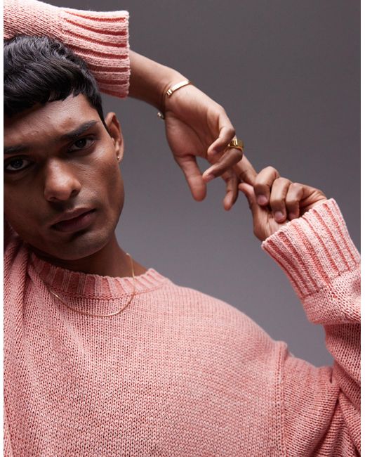 Maglione leggero slavato di Topman in Pink da Uomo