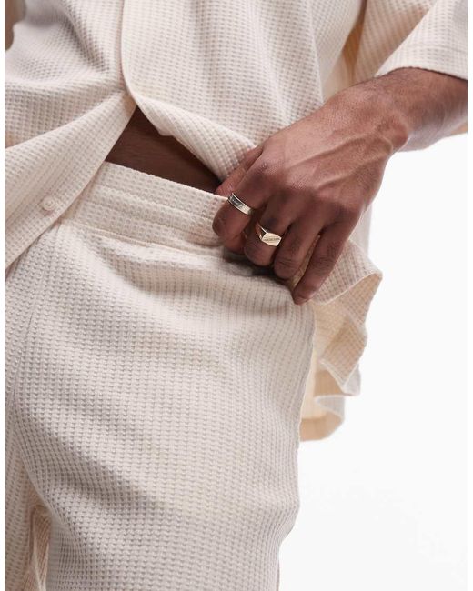 Topman White Oversized Fit Waffle Short for men