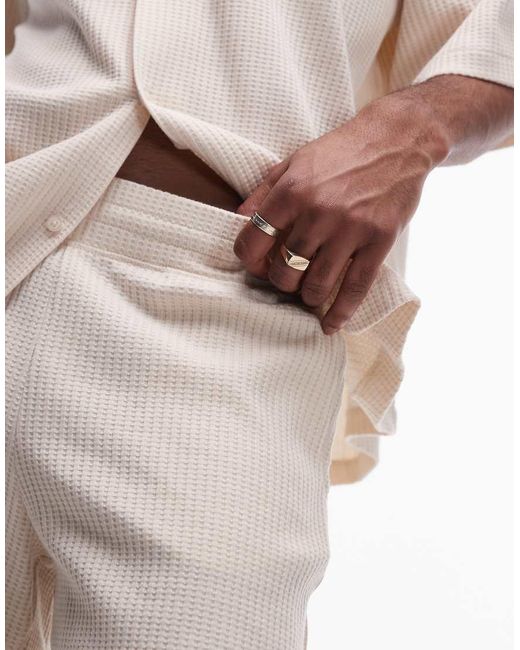 Topman Oversized Short Met Wafelstructuur in het White voor heren
