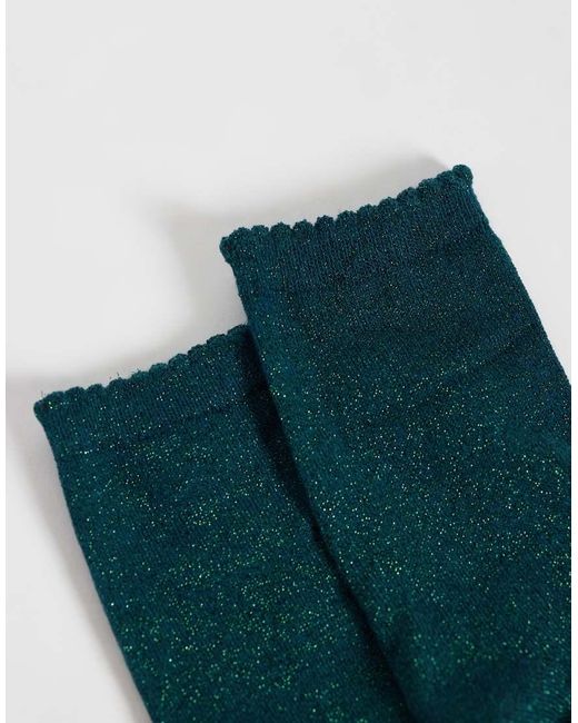 Pieces Glitter Sokken in het Blue
