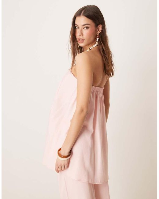 Top Con Cuello Halter Con Cuentas De (Parte De Un Conjunto) ASOS de color Pink