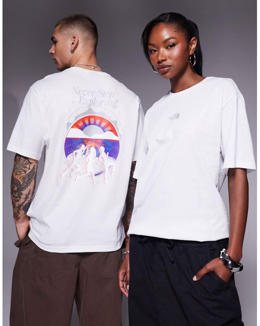 The North Face White – never stop – unisex-t-shirt