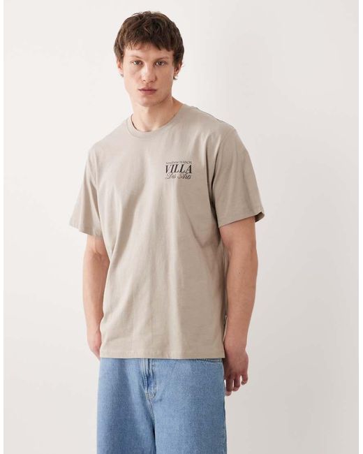 Jack & Jones Natural Oversized T-Shirt With Scenic Backprint for men