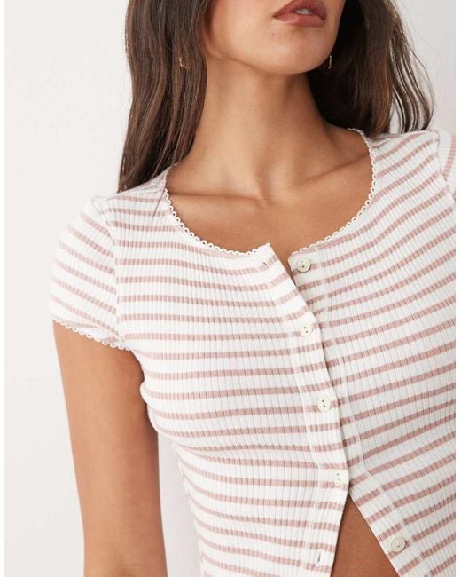 Free People Multicolor Most Wanted Ribbed Button Down Top