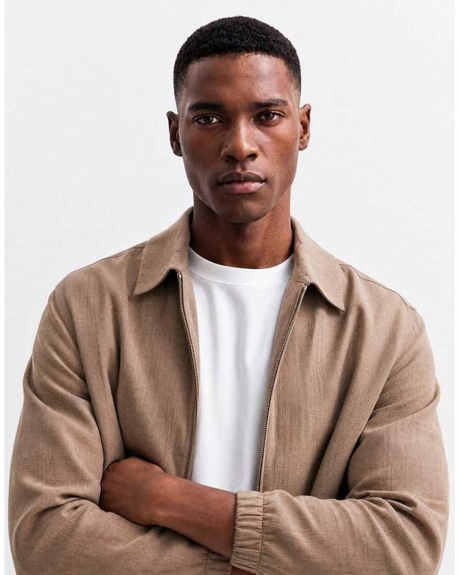 ASOS Natural Smart Co-ords Pleated Blouson Jacket for men