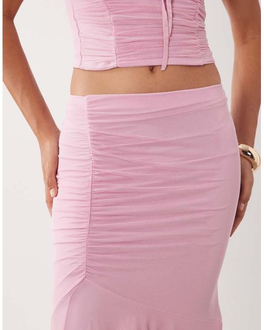 ASOS Pink Mesh Asymmetrical Skirt