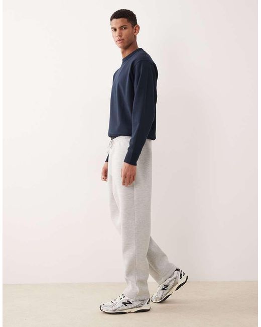 Joggers Gris Jaspeado De Pernera Recta De Tejido Grueso Efecto Neopreno De ASOS de hombre de color Blue