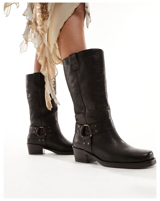 Bronx Black Trig-ger Western Boots With Hardware