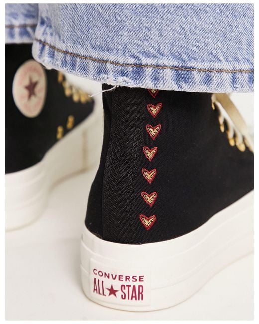 Converse Platform Sneakers, Uk 4.5, Love Heart Design, Hi Tops, Black | eBay