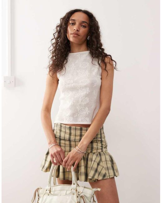 Collusion White Knitted Festival Jacquard Tan Top