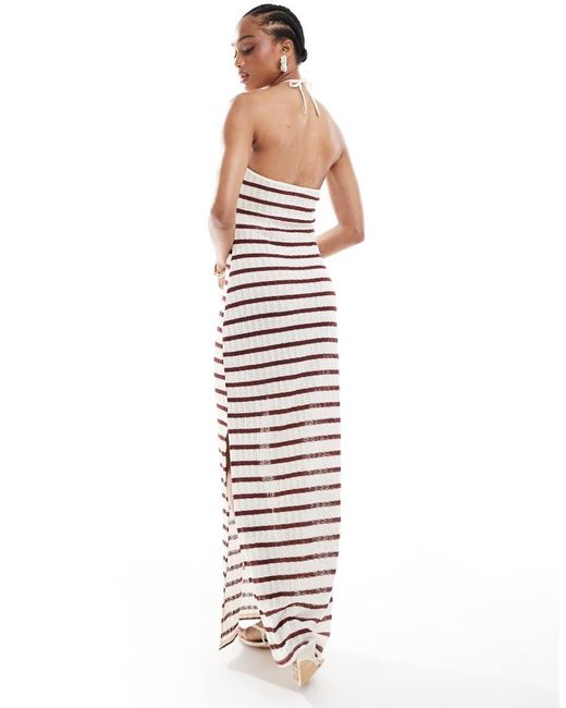 ONLY White Open Knit Maxi Dress With Contrast Trim