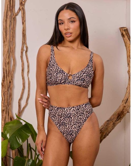 Wolf & Whistle Brown Fuller Bust X Georgia Bayliss High Waisted Bikini Bottom