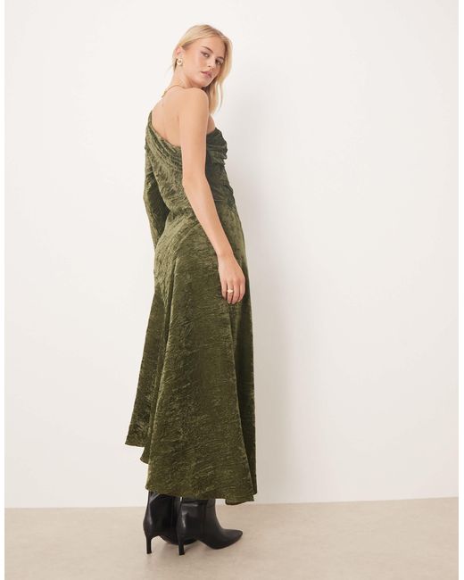 ASOS Green Asos Design Tall Velvet Asymmetric Draped Maxi Dress