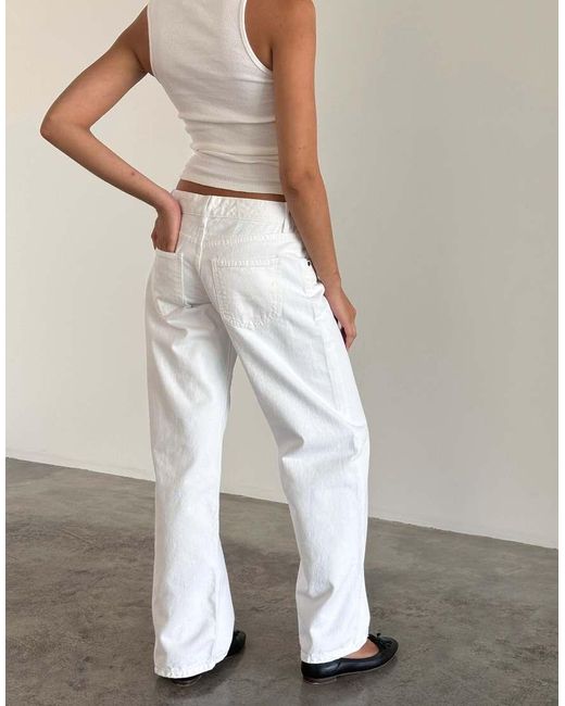 Motel White Low Rise Parallel Jeans