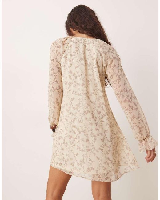 New Look Natural Chiffon Mini Dress