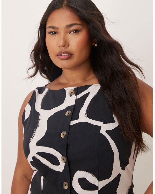 ASOS White Asos Design Curve Slash Neck Button Down Vest Maxi Dress