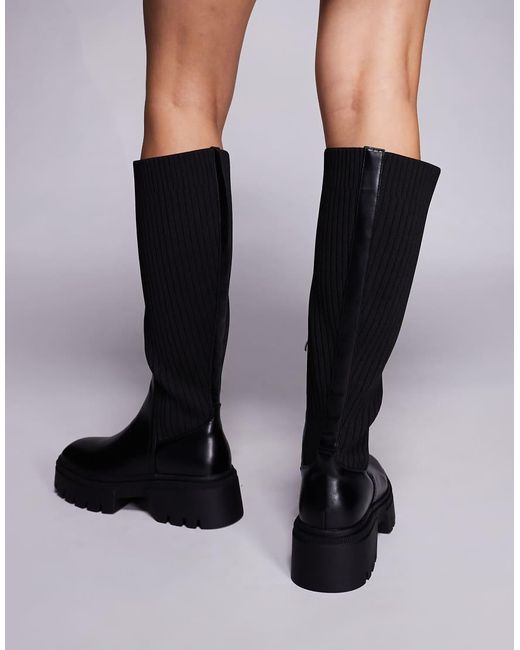 SIMMI Black Simmi London Sock Knee High Boots