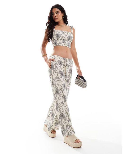 Abercrombie & Fitch White Co-ord Crinkle Palazzo Trouser