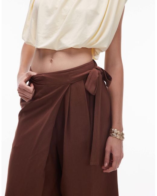ASOS White Linen Blend Wrap Front Bermuda Shorts