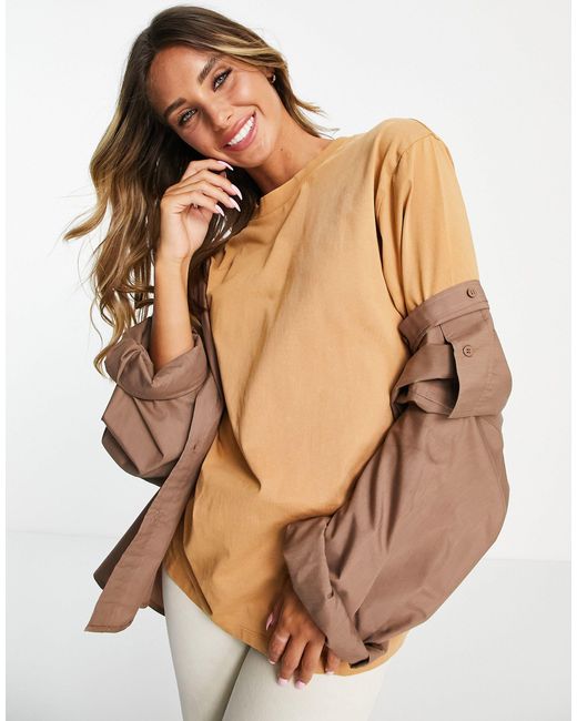 ASOS Cotton Oversized Tshirt in Natural Lyst