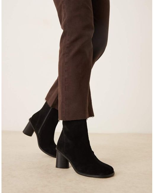 ASOS Black Rex Suede Round Toe Ankle Boots