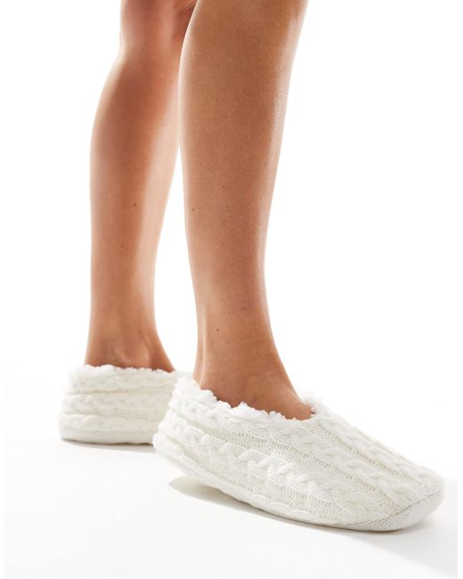ASOS Zakki Cable Knit Sock Slippers in Natural Lyst