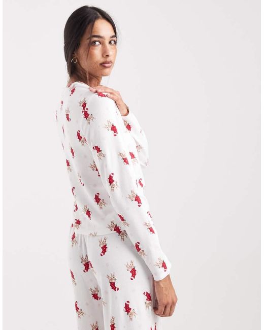 Hollister White Scoop Neck Long Sleeve Pyjama Top Co-Ord