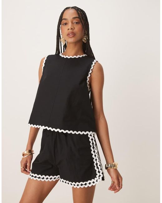 Nobody's Child Black Rik Rak Racer Detail Shorts Co-ord