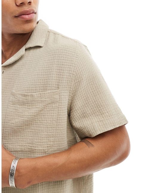 ASOS White Co-ord Short Sleeve Relaxed Revere Collar Texture Shirt for men
