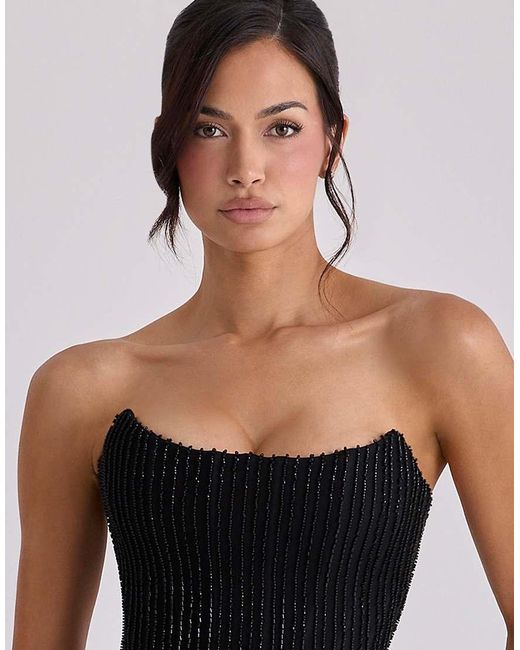 House Of Cb Black Alicia Hand-Beaded Embellished Maxi Dress