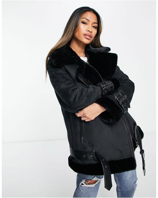 French connection faux fur hood flight jacket sale