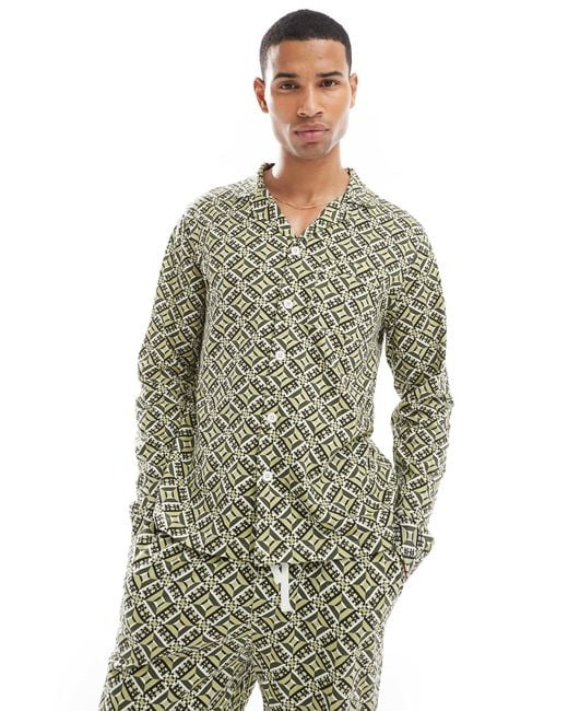 Another Influence Green Printed Relaxed Pyjama Set for men