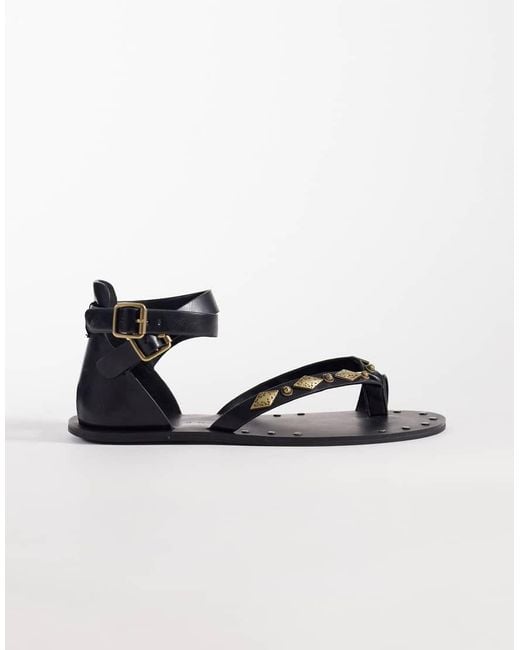 ASOS Metallic Ferris Studded Gladiator Flat Sandals
