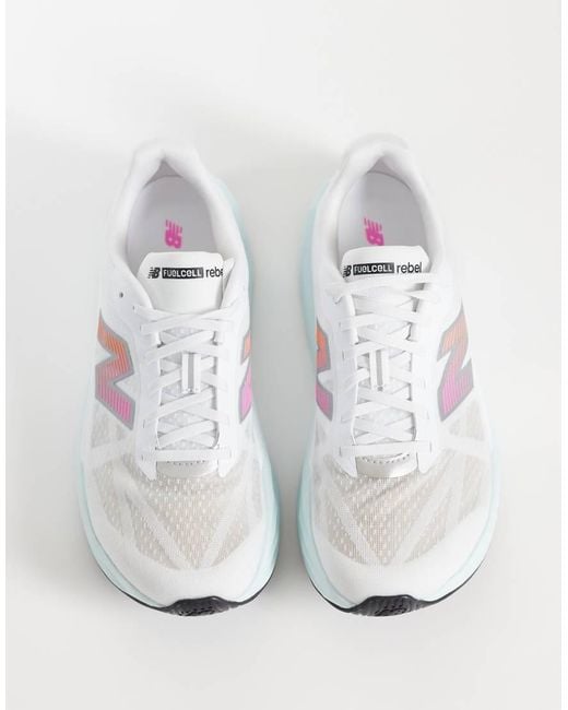 New Balance White Fuelcell Rebel V5 Mens Running Trainers for men