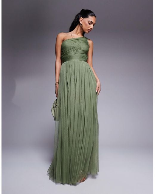 chinese dress ladies Lace & Beads One Shoulder Black Tulle Maxi Dress – Love My Apparel