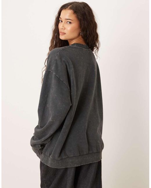 ASOS Gray Oversized Sweatshirt With Lily Flower Graphic