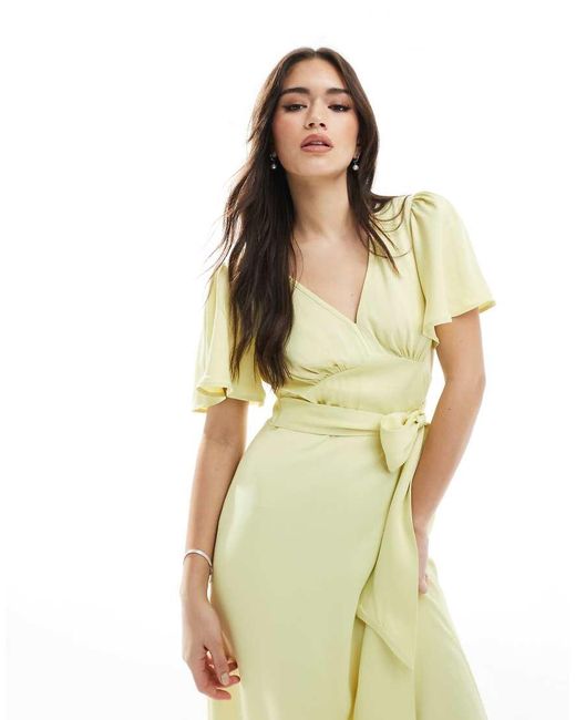 Maids To Measure Metallic Bridesmaid Flutter Sleeve Maxi Dress